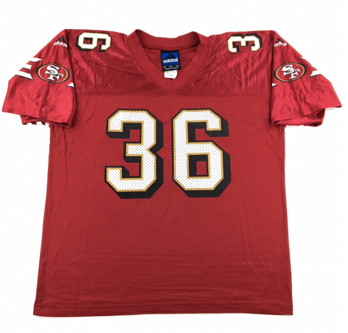 Men's San Francisco 49ers #36 Merton Hanks Red Throwback Stitched Jersey